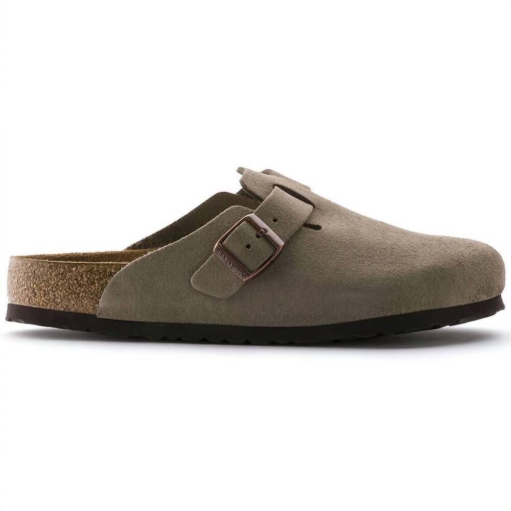 NEW BIRKENSTOCK women's boston suede clog in taupe
